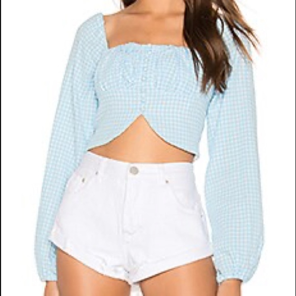 superdown gingham crop top XS